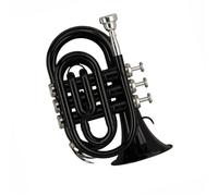 Trompeta Mini Trompeta De Bolsillo Negra En Si Bemol. Trompeta Profesional Estándar De Acero Inoxidable Con Un Tono Rico.
