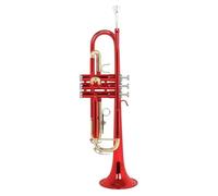 Trompeta Para Adultos Instrumento De Trompeta Bb Cuerpo De Latón Trompeta Con Llave Dorada Colorida Con Guante De Tela Para Frotar Correa Trasera Piezas De Caja De Tela(Red)