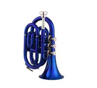 Trompeta Para Adultos Mini Trompeta De Bolsillo Para Principiantes Instrumento De Viento De Latón En Si Bemol Con Funda De Tela Para Guantes(Blue)