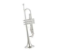 Trompeta Para Adultos Trompeta Bb B Plana Latón Plateado Trompeta Profesional Instrumentos Musicales Con Estuche De Cuero Hermoso Sonido(Silver)