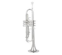 Trompeta Para Adultos Trompeta Bb En Latón En Si Bemol Bañada En Plata Instrumentos Musicales Profesionales Con Estuche De Cuero(Silver)