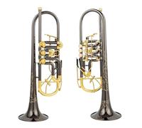 Trompeta Para Adultos Válvula Giratoria De Trompeta Bb Tipo B Llave Plana De Latón Plano Trompeta Profesional Instrumentos Musicales Negro, Níquel Y Oro