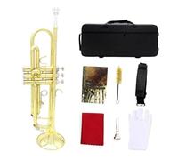 Trompeta Para Principiantes Instrumento De Trompeta Bb Cuerpo De Latón Trompeta Con Llave Dorada Colorida Con Guante De Tela Para Frotar Correa Trasera Piezas De Caja De Tela(Set1)