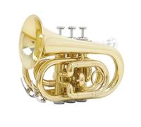 Trompeta Para Principiantes Mini Trompeta De Bolsillo Bb Tune Trompeta De Cuerpo De Latón Dorado Con Correa Trasera Guante Paño De Limpieza Tocado Cepillo Cuerda