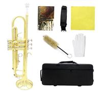 Trompeta Para Principiantes Trompeta Bb Tune Instrumento Musical De Superficie Chapada En Oro Trompeta Con Estuche Para Trompeta Funda Protectora Con Cepillo Accesorios(A)