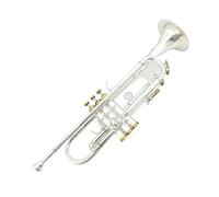 Trompeta Para Principiantes Trompeta Bronce Fosforoso LT199GS-97 Si Bemol Trompeta Profesional Tapa De Campana Instrumentos Musicales Estuche Accesorios(Silver)