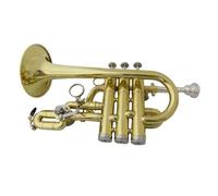Trompeta Para Principiantes Trompeta Piccolo Bb/A Instrumentos Musicales Acabados De Cepillo Cuerpo De Latón Con Estuche(A)