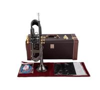Trompeta Pequeña Bb, Instrumentos Musicales Profesionales Con Llave De Níquel Dorado Negro Con Estuche
