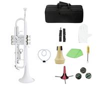 Trompeta principiante BB B Flat Trumpet Latón Con Boquilla Llevar Bolsa Sintonizador Mute Trompeta Soporte Guantes Herramientas De Limpieza Instrumento De Viento Trompeta Latón (Color : White)