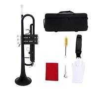 Trompeta principiante Trompeta BB B Instrumento De Latón Plano Con Correa De Caja Boquilla Instrumento Musical Accesorios Trompeta Latón (Color : Black)