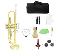 Trompeta principiante Trompeta De Latón BB B Piso Con Boquilla Carrera Bolsa Sintonizador Mute Trompeta Soporte Guantes Herramientas De Limpieza Instrumento De Viento Trompeta Latón (Color : Gold)