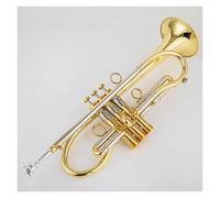Trompeta profesional Bb Key Latón chapado en oro acabado instrumento de trompeta profesional con caja(Gold)