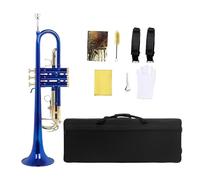 Trompeta Profesional Juego De Trompeta Si Bemol Cuerpo De Latón Llave Dorada Trompeta Azul Y Negra Instrumento De Latón Para Practicar (Color : Blue)