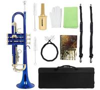 Trompeta profesional Trompeta Azul Tono Bb Instrumento Cuerpo De Latón Trompeta Con Llave Dorada Trompeta Profesional Para Estudiantes (Color : 03)