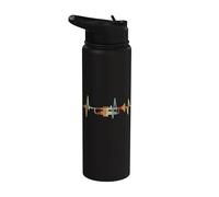 Trompeta retro latido del corazón orquesta músico trompeta Stainless Steel Insulated Water Bottle