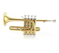 Trompeta Trompeta Pequeña Bb, Instrumentos Musicales Profesionales Con Llave De Oro Y Níquel Negro Con Estuche