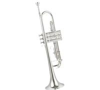 trompeta Trompeta Sib Si Plana Latón Chapado En Plata Trompeta Profesional Instrumentos Musicales Con Estuche De Cuero Cobre Fósforo(Color:Silver)