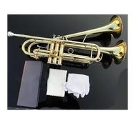 trompeta Tubo De Latón Bb Trompeta Pequeña Ajustable Doble Cuerno Superficie Chapada En Oro Instrumentos Musicales Profesionales