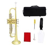 Trompetas BB B Tubo De Latón De Trompeta Plana Golden Con Cuerno De Plata Exquisito Instrumento Musical Con Guantes De Caja Boquilla Cepillo De Correa Instrumento trompeta