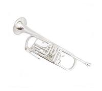 Trompetas BB Rotary Trompet Con La Boquilla De La Caja B Trompetas Planas Instrumento trompeta (Color : Silver plated)
