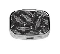 Trompetas de boceto blanco y negro, pastillero con 2 compartimentos, organizador portátil