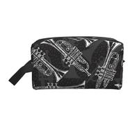 Trompetas de boceto en Blanco y Negro, Bolsa de Maquillaje Bolsa de cosméticos Bolsa de artículos de tocador de Viaje portátil Organizador de Bolsa de Maquillaje