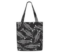 Trompetas de boceto en blanco y negro,Bolsas de supermercado reutilizables, bolsas de compras, bolsas de lona de gran capacidad, bolso de hombro