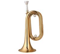 Trompetas Llamada De Bugle De Latón Cuerna De Caballería De Trompeta Chapada En Oro Con Boquilla Con Bolsa De Transporte Instrumento Musical Para La Banda Principiante. Instrumento trompeta