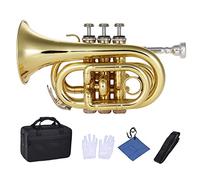 Trompetas Mini Bolsillo Trompeta BB Flat Latong Wind Instrumento De Viento Con Guantes De Boquilla Limpieza De Telas De Tela Instrumento trompeta