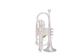 trompetas profesionales Bandmaster-instrumento de trompeta de bolsillo portátil corneta plana en B plateado