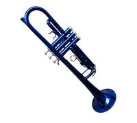 trompetas profesionales Instrumento de trompeta de latón para principiantes, prueba de rendimiento de banda plana B de color azul