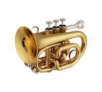 trompetas profesionales Mini trompeta de bolsillo para orquesta de actuación profesional instrumento de viento Bb con boquilla bolsa portátil(Color:Gold)