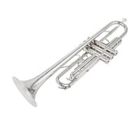 trompetas profesionales Trompeta Bb de alta calidad instrumento Musical de trompeta profesional Chapado en plata y latón plano B con Funda de cuero(Color:2)