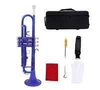 Trompetas Trompeta BB B Instrumento De Latón Plano Con Correa De Caja Boquilla Instrumento Musical Accesorios Instrumento trompeta (Color : Blue)