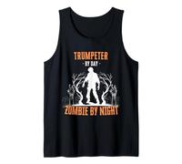 Trompetista de Día Zombie de Noche Trompetista de Halloween Camiseta sin Mangas