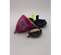 TROMPOS SPACE - Trompo Saturno Xtreme de Alta Resistencia, Peonza de Iniciación con Punta Fija de Acero y Doble Grosor de Pared, Diseño Antirrotura, Incluye Cuerda, Color Morado