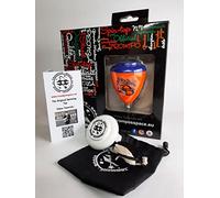 TROMPOS SPACE - Trompo Saturno Xtreme de Alta Resistencia, Peonza de Iniciación con Punta Fija de Acero y Doble Grosor de Pared, Diseño Antirrotura, Incluye Packaging Oficial y Cuerda, Color Naranja