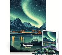 Tromsø, Noruega Aurora Boreal Rompecabezas de 1000 Piezas para Adolescentes Entrenamiento Mental Ocio Placer Ajuste Perfecto Regalo Encantador (38x26cm)