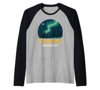 Tromso Noruega Noruega Noruega Aurora Boreal Nieve Retro Oslo 47 Camiseta Manga Raglan