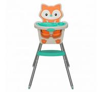 Infantino 4-in-1 Highchair - Space-Saving, Multi-Stage Booster and Toddler Chair with Multi-use Meal mat and Dishwasher-Safe Tray, in a Fox-Themed Design naranja