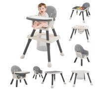 Trona de Bebé 7 en 1 Tronas Bebe Portatil con Silla Comedor Trona Evolutiva,Reposapiés,Cinturón,Cesta,Bandeja Extraíble, Tronas Evolutiva Bebe para niños 6 Meses a 6 Años