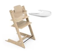 Trona de Roble Tripp Trapp de Stokke (Natural) con Bandeja Stokke (Blanco)