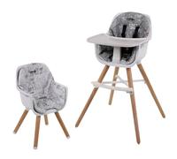 Trona escalable 2 en 1 para bebés de 6 meses a 5 años, cojín reversible, placa ajustable, reposapiés, asiento y silla infantil, diseño moderno de madera