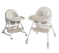 Trona Evolutiva 6 en 1,Plegable y Portátil,con Altura, Reposapiés, Respaldo y Bandeja todo Ajustables,Silla de Comer Portatil para Bebe,Sistema de Seguridad,Hasta 6 Años