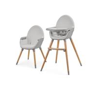 kk Kinderkraft FINI 2 Trona bebé 2 en 1, Silla Infantil, Trona portatil, Patas de Madera, Bandeja Ajustable, Fácil de limpiar, para niños, Gris