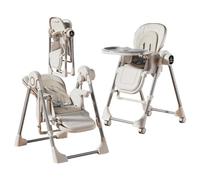 Trona para bebé, columpio plegable y asiento infantil con vibración, altura ajustable para comer desde recién nacidos hasta niños pequeños (blanca)