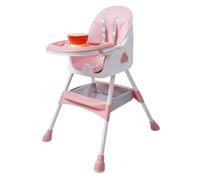 Trona para bebé, trona con 1 juego de cubiertos, cesta de almacenamiento, altura ajustable, para bebés de 6 meses a 6 años, capacidad de carga de 80 kg (rosa)