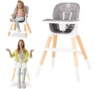 LIONELO Mona trona para bebés 4 en 1, ajustable, plegable, tronas de bebe, pies antideslizantes, de 6 a 36 meses, cinturones de seguridad, capacidad de carga de hasta 15 kg / 25 kg / 75 kg (Grey)