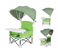 Trona Portatil Con Bandeja, Silla De Comedor Con Asiento Elevador Plegable, Asiento De Comedor Para Niños Pequeños Bandeja Extraíble Con Parasol, Pour Intérieur Extérieur Camping, Bébés De 6 À 36 Mois