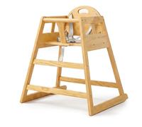 Trona Relaxdays, madera, arnés de 5 puntos, (alto x ancho x fondo) 76 x 48 x 49,5 cm, para bebés y niños, color natural